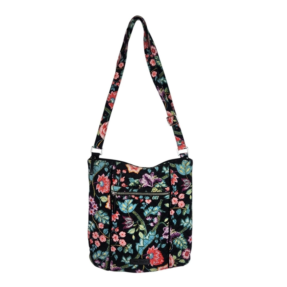 VERA BRADLEY Floral Crossbody Bag Womens Medium Multicolor Cotton Quilted Purse